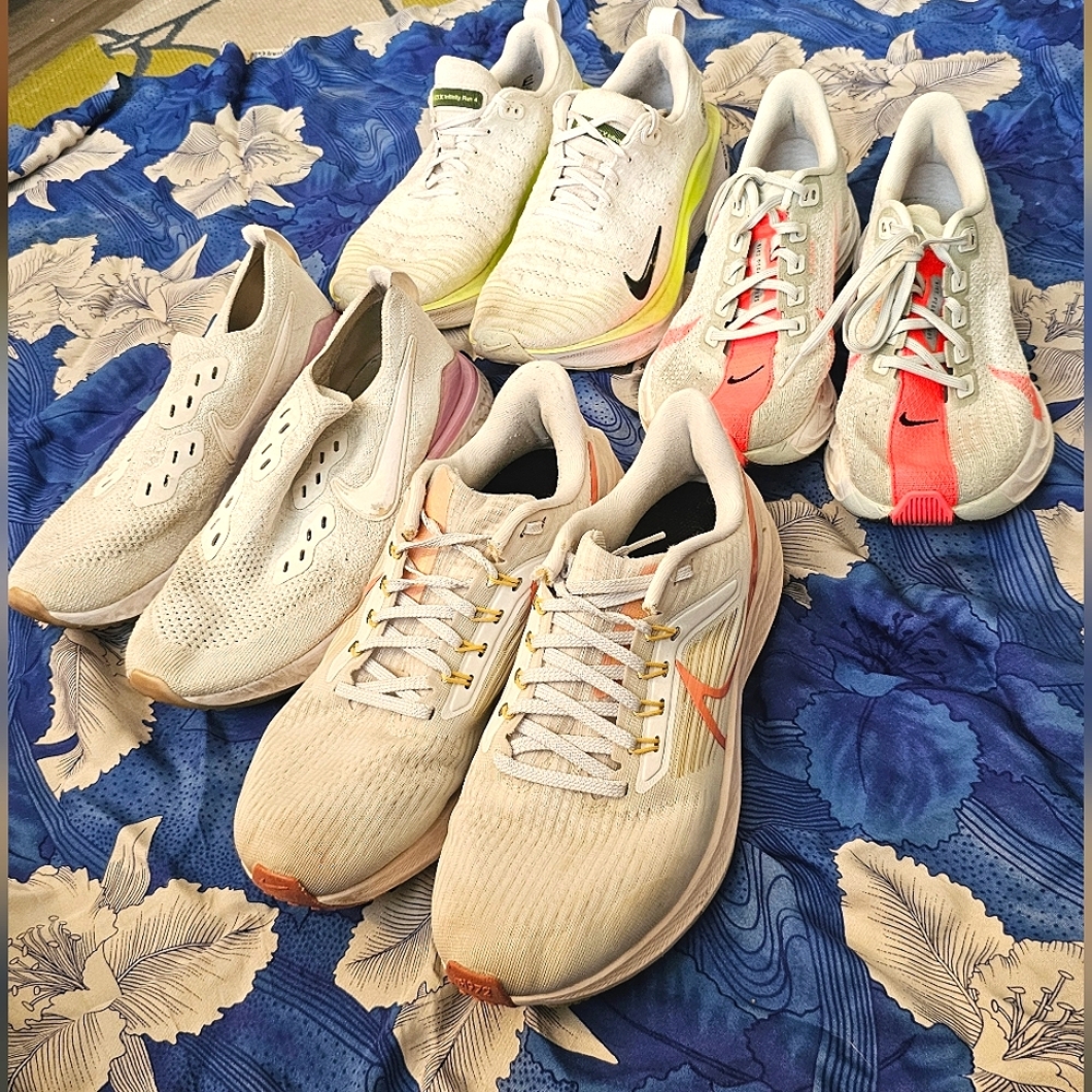 BUNDLE | EUC | 3 Pairs Nike Size 8 Women Running Shoes - White, Orange, and Pink